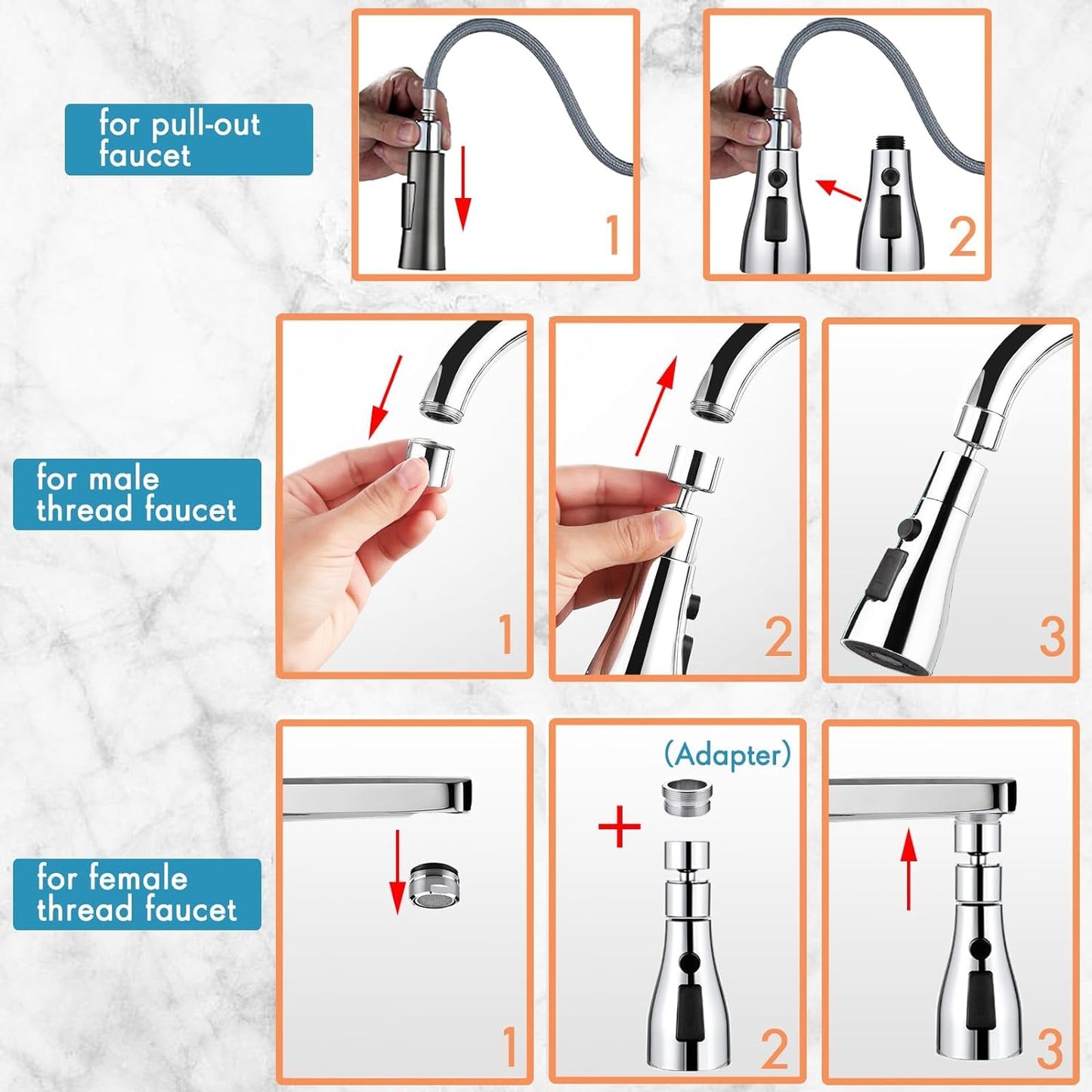 Triple-Mode Kitchen Sink Faucet